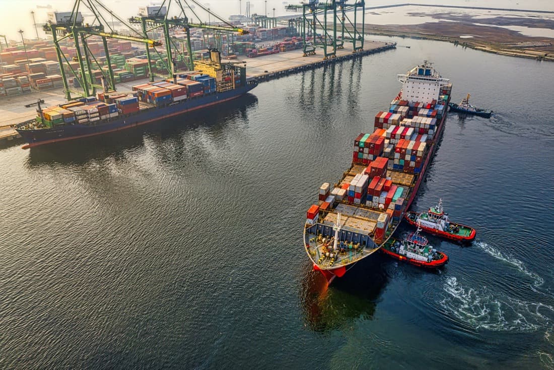 Container ship en route from China to Nigeria